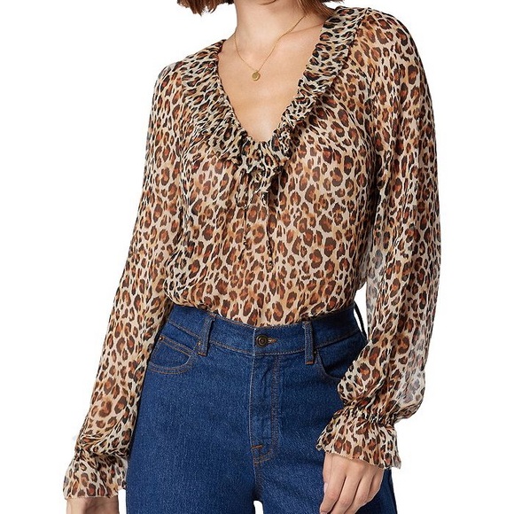 JOIE SILK LEOPARD PRINT BLOUSE - Picture 1 of 3